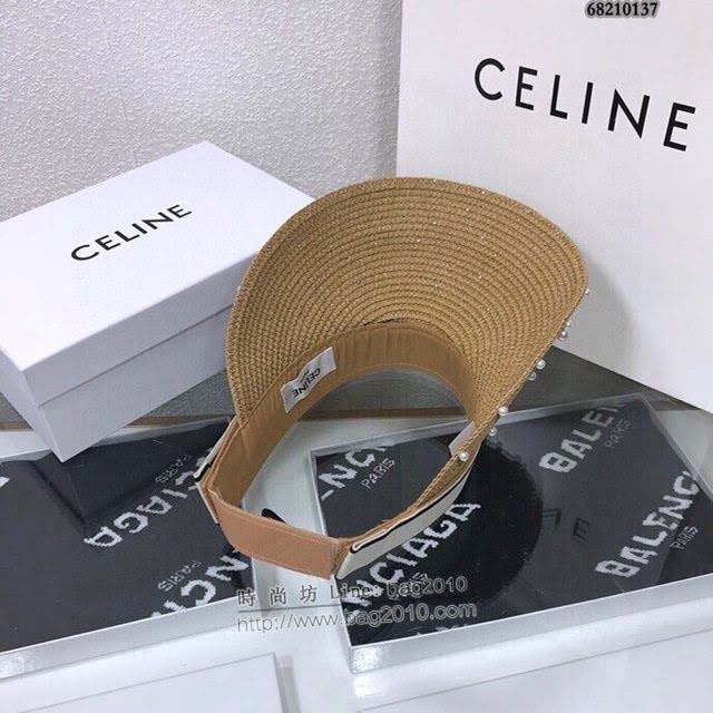 CELINE女士帽子 賽琳珍珠草帽空頂帽遮陽帽  mm1104